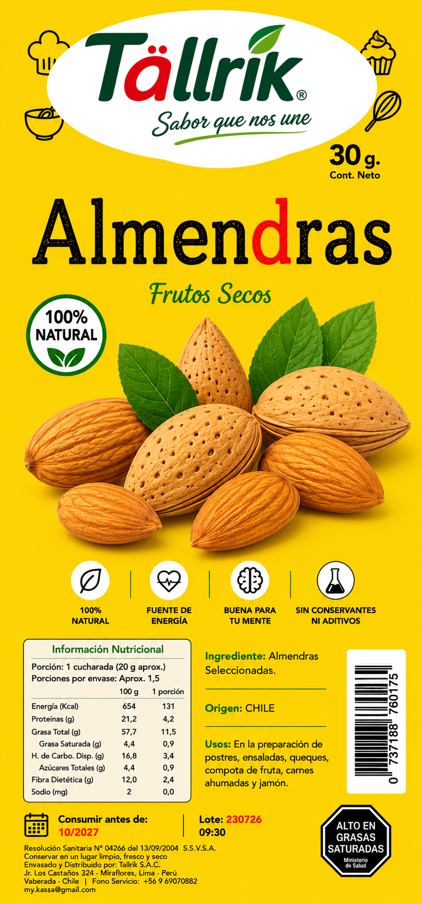 Etiqueta de Almendras Tallrik